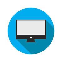 Computer flat icon with long shadow on green background. illustration. vector