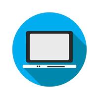 Computer flat icon with long shadow on green background. illustration. vector
