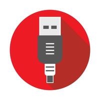 USB cable icon. Flat design style illustration. Network connection. vector