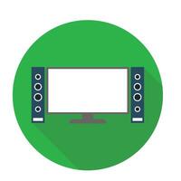 Computer flat icon with long shadow on green background. illustration. vector
