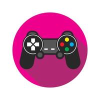 Joystick flat icon with long shadow on pink circle, illustration vector