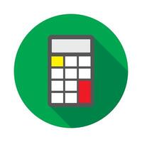 Calculator flat icon with long shadow on green background illustration. vector