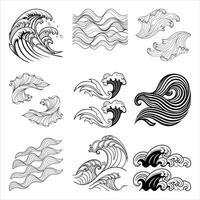 Set of wave elements illustration vector