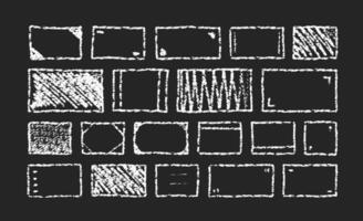 Rectangle frame, line square shape. Chalk box, brush border. Sketch hand drawn outline style. Text box. Rough pencil grunge painting vector