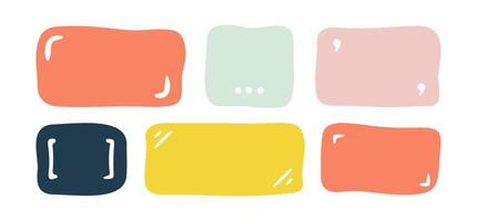 Hand drawn shapes and frames for social media. Kids color text shape. Organic free form. Doodle abstract isolated text box. Speech bubble blobs for dialog vector