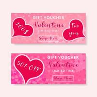 Valentine's day voucher templates with red heart. vector