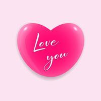 Pink heart with a declaration of love. Suitable for websites, logos and Valentine's Day decoration. vector