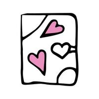 Notebook with pink hearts in doodle style on white background vector