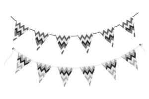 Triangular Pennant garland on string in trendy monochrome. Black Day Festive design elements Set 2. Isolated illustration Thematic cards, posting, blog or web promo labels, banners, price tags vector