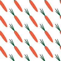 Ripe Carrot Seamless pattern in doodle style in trendy shades. Healthy Food background or wallpaper. Isolated illustration Wrapping or web promo backdrop banner, leaflets, price tag, labels vector