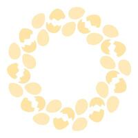 Whole Eggs and Cracked eggshell Circle Frame in trendy monochrome gold shade. Copy space Template. Isolated illustration Thematic card, leaflet, booklet, price tag, label or web promo banner vector