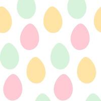 Colorful Eggs Seamless pattern in trendy soft green, yellow and pink Easter festive background idea. Isolated illustration Wallpaper, wrapping or web promo backdrop, greeting cards, tag, banner vector