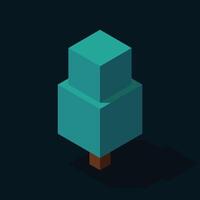 Isometric tree at night. Tree isometric elements. Isometric tree element for landscape design. Park element vector
