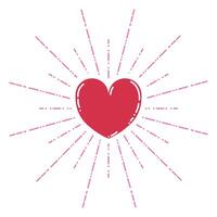 Cute cartoon shining heart in flat style. Happy Valentines day card or design element. vector