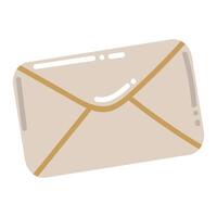 Cute cartoon envelope with letter in flat style. Merry Christmas design element. vector