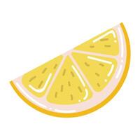 Cute cartoon lemon slice in flat style. Fruit isolated on white background. vector