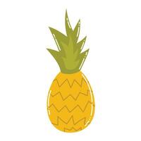 Cute cartoon whole pineapple in flat style. Summer fruit isolated on white background. vector