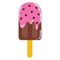 Cute cartoon ice cream on a stick in flat style. summer melting ice cream isolated on white background. vector