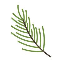 Cute cartoon fir tree branch in flat style. Merry Christmas design element isolated on white background. vector