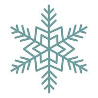 Cute cartoon blue thin line snowflake in flat style isolated on white background. vector