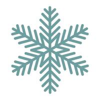 Cute cartoon blue thin line snowflake in flat style isolated on white background. vector