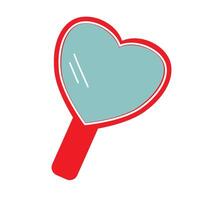 A hand mirror in the shape of a heart. vector