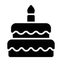 Simple Birthday Cake glyph icon. The icon can be used for websites, print templates, presentation templates, illustrations, etc vector