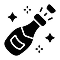 Simple Champagne glyph icon. The icon can be used for websites, print templates, presentation templates, illustrations, etc vector