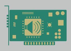 icon of audio card for computer, motherboard, computer component, microcircuit isolated vector