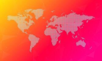 World map and continents from hexagons on gradient background. World map. vector