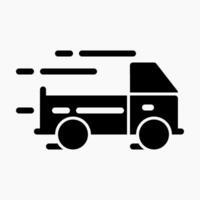 Design Illustration graphic of truck icon with glyph style. Suitable for UI, mobile design, web design, etc. vector