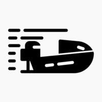 Design Illustration graphic of boat icon with glyph style. Suitable for UI, mobile design, web design, etc. vector