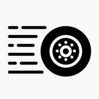 Design Illustration graphic of wheel icon with glyph style. Suitable for UI, mobile design, web design, etc. vector