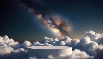 A white table in the middle of the clouds photo