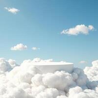 White round table in the middle of the clouds photo