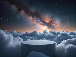 A white table in the middle of the clouds photo