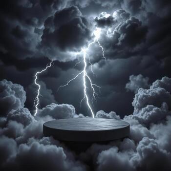 A cloud filled sky with lightning and clouds photo