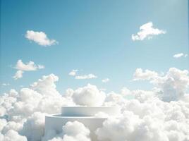 White cloud background with blue sky and clouds photo