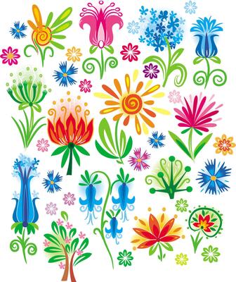 Abstract flower set