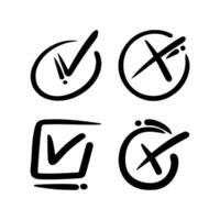 collection of simple black checklist and cross icons vector