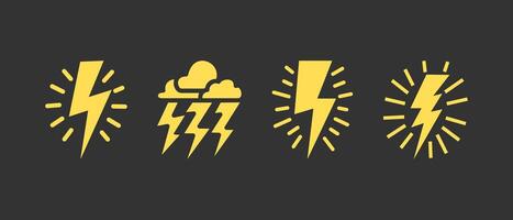 4 lightning icons on a black background vector