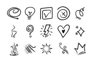 a collection of simple doodle basic elements on a white background vector