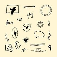collection of simple doodle elements in modern style vector