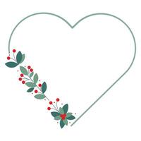 Love Border Frame With Green Leaves And Red Cherry Berries vector