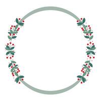 Circle Frame With Red Cherry Berries And Green Leaves vector