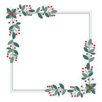 Lovely Square Frame With Red Cherry Berries And Green Leaves vector