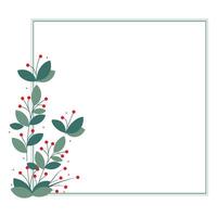 Square Frame With Green Leaves And Red Cherry Berries vector