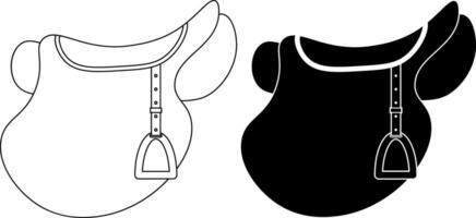 side view Saddle with stirrup icon set vector