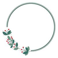 Beautiful Circle Frame With Green Leaves And Red Cherry Berries vector