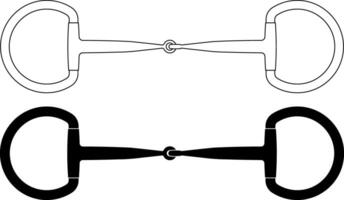 outline silhouette horse Snaffle bit icon set vector